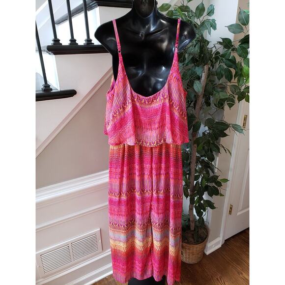 Faded Glory Long Maxi Dress Women's XL Multicolor Cinch Waist Adjustable Strap - Picture 4 of 12
